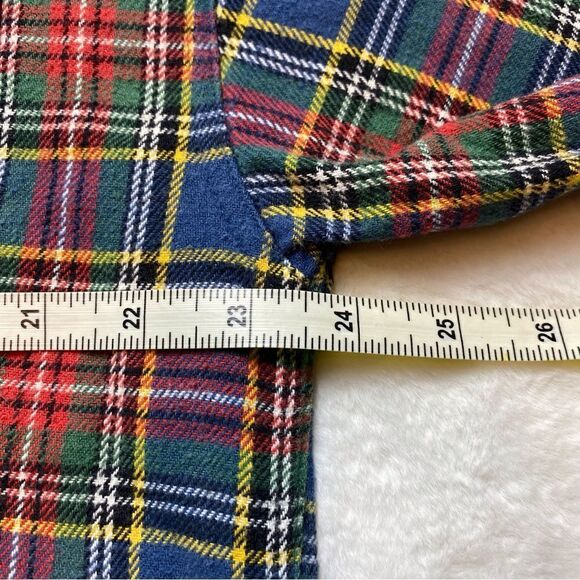 Structure Plaid Ted, Green, Blue and Yellow Flannel Button Down Shirt Size L - Picture 8 of 10